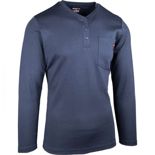 PIP 385-FRHNW-NV-2X, PIP®, AR/FR Women's Long Sleeve Henley, FR Clothing, Navy, 2XL